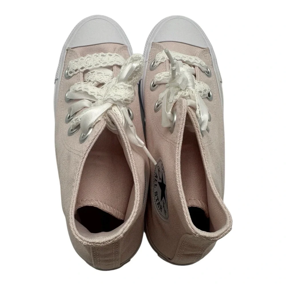 Converse Chuck Taylor All Star Shoes Women's Sz 7 Pink Crochet Laces Big Eyelets